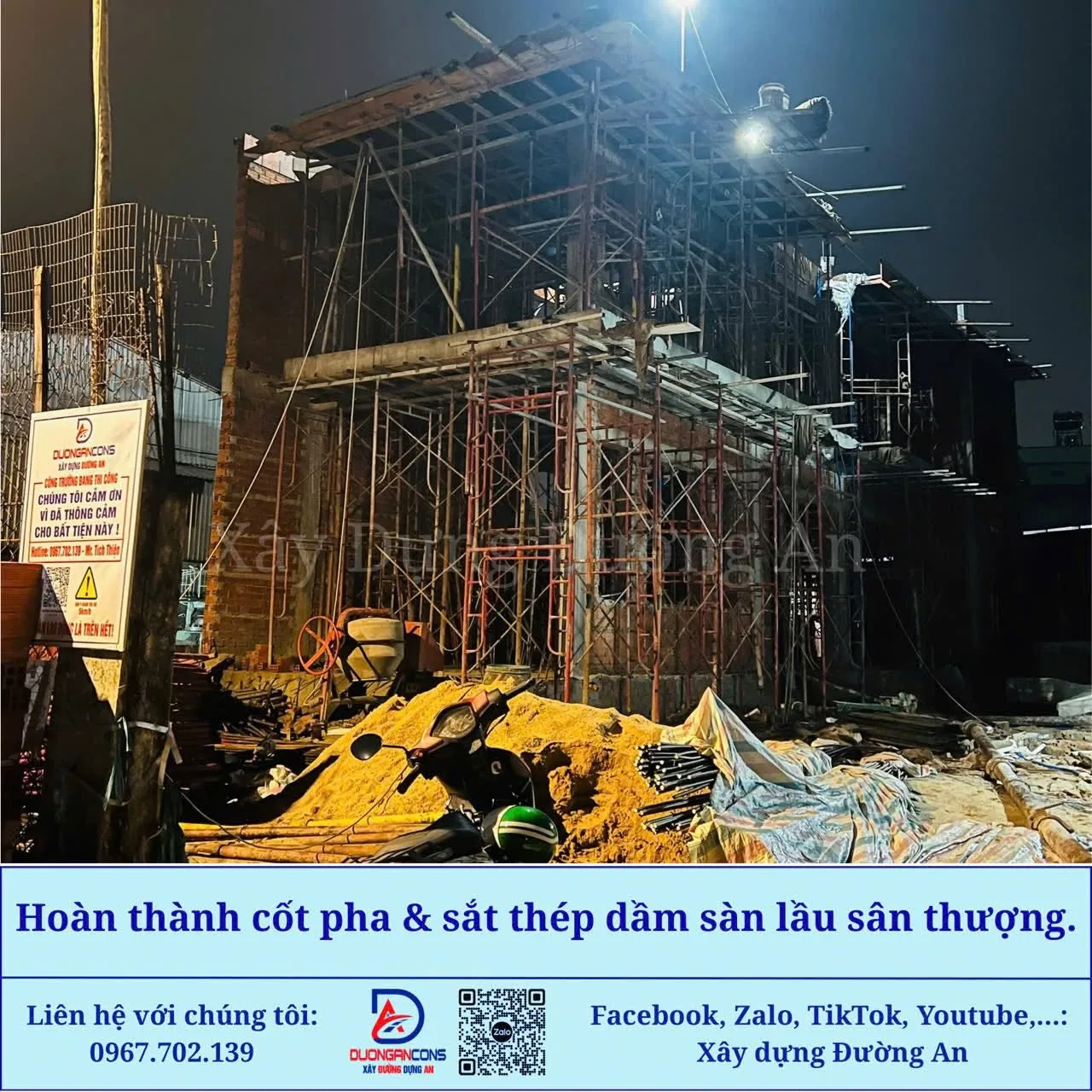 19/08/2025: Xây dựng Đường An - Hoàn thành bê tông cốt thép dầm sàn lầu sân thượng.