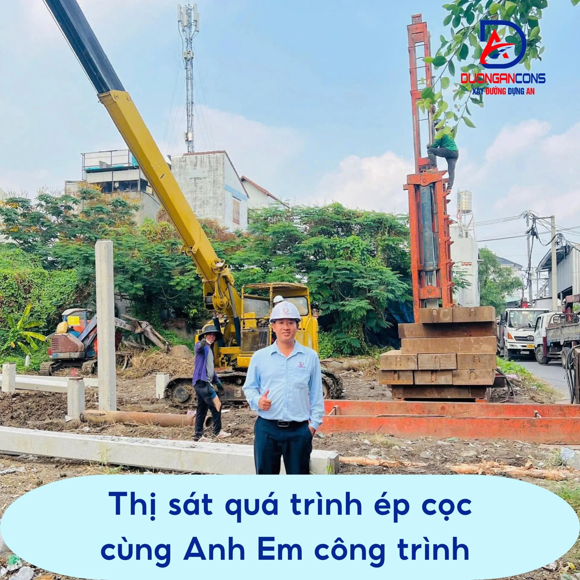 09/04/2025: Xây dựng Đường An - Ép cọc công trình.