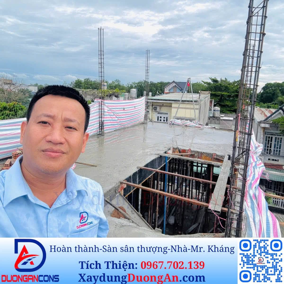 18/07/2026: Xây dựng Đường An - Hoàn thành dầm sàn Sân thượng - Nhà phố Mr. Văn Kháng.